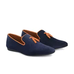 Anouk Men Blue Solid Suede Slip-On Sneakers with Piping-image-10