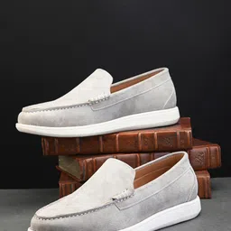 Mast & Harbour Men Round Toe Memory Foam Suede Loafers-image-11