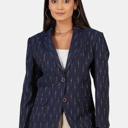 INDOPHILIA Single-Breasted Woven Design Cotton Blazer-image-90
