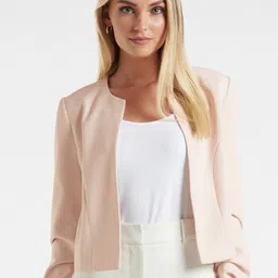 Forever New Women Collarless Open Front Jacket-3