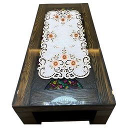 MONKDECOR White Embroidered Table Runners-57