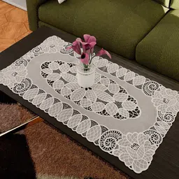 Kuber Industries 2 Pieces Cream-Colored Woven Design Table Runner-40