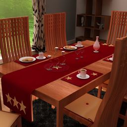 Home Heart STAR COLLECTION Burgundy & Beige Printed Pure Cotton Table Runner-picture-26