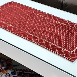 GROKI Red Geometric Printed Pure Cotton Dining & Centre Table Runner-14