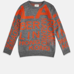 Pantaloons Junior Boys Grey & Orange Typography Printed Pullover-picture-7