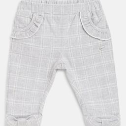 Chicco Girls Grey Melange Checked Relaxed Trousers-8