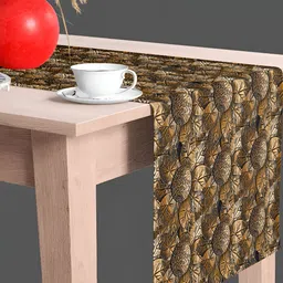 ArtzFolio Brown Printed Rectangular Velvet Table Runner-14