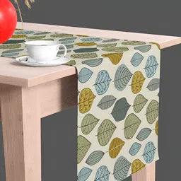 ArtzFolio Beige & Green Abstract Printed Rectangle Table Runner-36