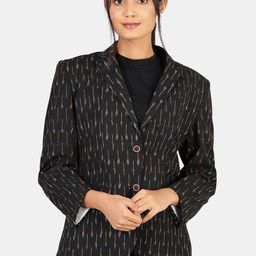 INDOPHILIA Single-Breasted Printed Cotton Blazer-image-61