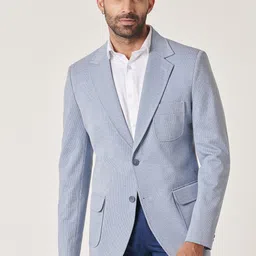 MR BUTTON Slim-Fit Notched Lapel Collar Single Breasted Blazer-image-24