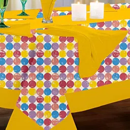 Lushomes Yellow Printed 12 Seater Table Cover-10