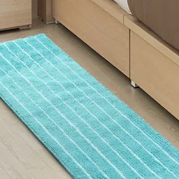Saral Home CHAMPS Sea Green Striped Rectangular Anti-Skid Bedside Runner-17