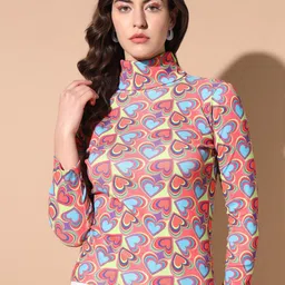 BAESD Women Printed High Neck T-shirt-image-40