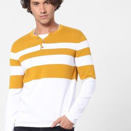 Celio Men Mustard Striped-image-62