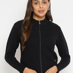 Duke Self Design Mock Collar Acrylic Front-Open Sweater-8
