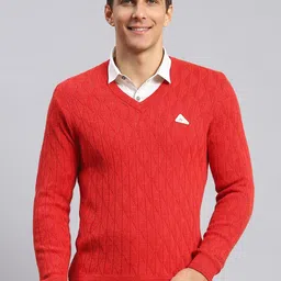 Monte Carlo Long Sleeves V-Neck Cable Knit Woollen Pullover-24