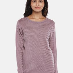 Honey by Pantaloons Women Lavender & sleet Cable Knit Sweater-picture-48
