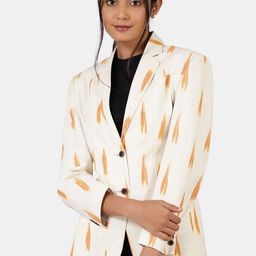 INDOPHILIA Single-Breasted Printed Cotton Blazer-image-99