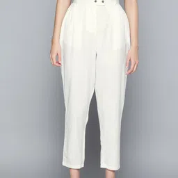 MALHAAR Cotton Regular Fit Pleated Trousers-image-26