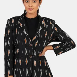 INDOPHILIA Single-Breasted Printed Cotton Blazer-image-97