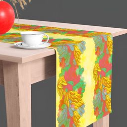 ArtzFolio Yellow & Red Floral Printed Table Runner-10
