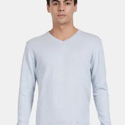 t-base Ribbed V-neck Long Sleeves Cotton Pullover-image-83