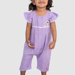 Little Llama Girls Checked Ruffles Sleeves Rompers-image-86
