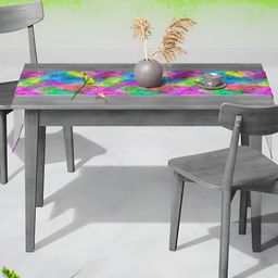 ArtzFolio Pink & Blue Abstract Printed Rectangle Table Runner-51