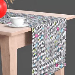 ArtzFolio White & Grey Digital Printed Table Runner-16