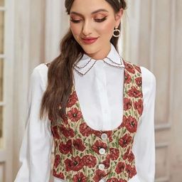 TANDUL Floral Printed Waistcoat-picture-24