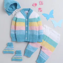 Little Angels Kids Set Of 5 Colourblocked Acrylic Baby Apparel Gift Set-41
