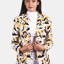 INDOPHILIA Printed Pure Cotton Single-Breasted Casual Blazer-image-26