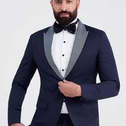 MR BUTTON Men Navy Blue Solid Slim-Fit Single-Breasted Blazers-14