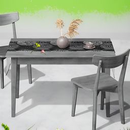 ArtzFolio Black & Grey Geometric Printed Table Runner for Dining & Center Table-8