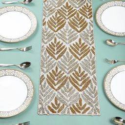 PURINA'S White Beaded Rectangular Dining Table Runner-30