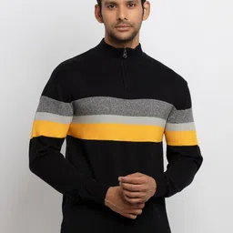 Status Quo Men Black & Yellow Striped Sweater Vest-image-97