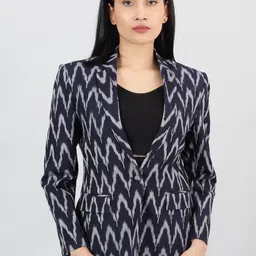 INDOPHILIA Woven Design Ikat Cotton Single Breasted Blazer-picture-44