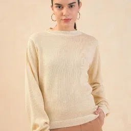 SALT ATTIRE Open Knit Self Design Woollen Pullover Sweater-image-15