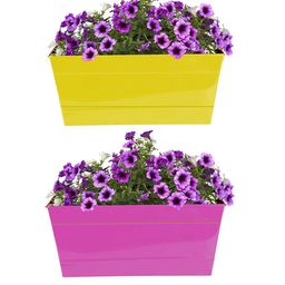 TRUSTBASKET 2-Pieces Yellow & Magenta Rectangular Railing Planters-image-60