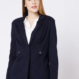 Vero Moda Women Blue Solid Blazer-picture-2