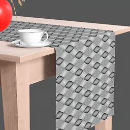 ArtzFolio Grey & Black Geometric Printed Table Runner-0