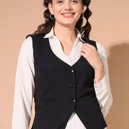TANDUL Women Slim-Fit Waistcoat-image-4