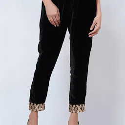 First Resort by Ramola Bachchan Women Tailored Silk Velvet Straight Trousers-image-81