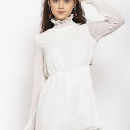 iki chic Women White High-Neck Smocking Jumpsuit-picture-23