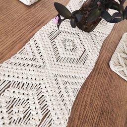 Kaahira Off White Macrame Table Runner-image-26