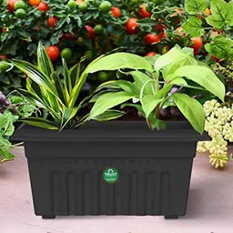 TRUSTBASKET 12-Pieces Black Textured UV Treated Rectangular Planters-22