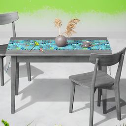 ArtzFolio Turquoise Blue Geometric Printed Rectangular Table Runner-1