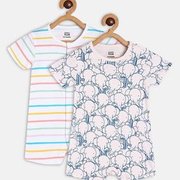 MINI KLUB Infant Boys Pack Of 2 Printed Pure Cotton Rompers-image-66