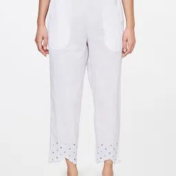 Global Desi Women White Printed Straight Fit Trousers-image-58