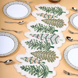 AIVIK Green & White Beaded Table Runner-13